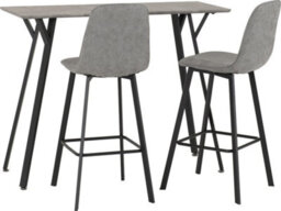Seconique Quebec Concrete Effect & Black Metal Bar Table Set With Grey Faux Leather Stools - thumbnail 1