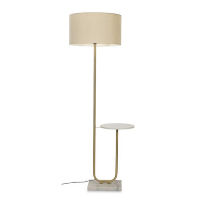 Valuelights Tavel Brushed Gold Floor Lamp With Table And Cream Shade - image 1