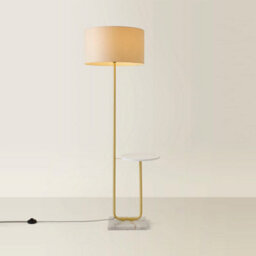 Valuelights Tavel Brushed Gold Floor Lamp With Table And Cream Shade - thumbnail 4