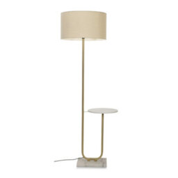 Valuelights Tavel Brushed Gold Floor Lamp With Table And Cream Shade - thumbnail 1