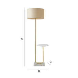 Valuelights Tavel Brushed Gold Floor Lamp With Table And Cream Shade - thumbnail 9
