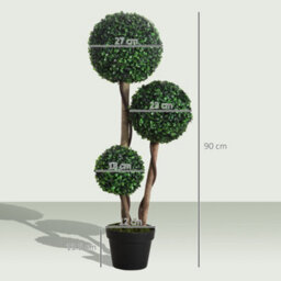 Homcom Artificial Plant Boxwood Ball Topiary Tree Indoor Outdoor, 90Cm - thumbnail 3