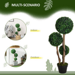 Homcom Artificial Plant Boxwood Ball Topiary Tree Indoor Outdoor, 90Cm - thumbnail 5