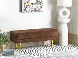 Beliani Upholstered Bench Roseville Velvet Dark Brown - thumbnail 2
