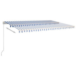Berkfield Manual Retractable Awning 500X350 Cm Blue And White - thumbnail 3