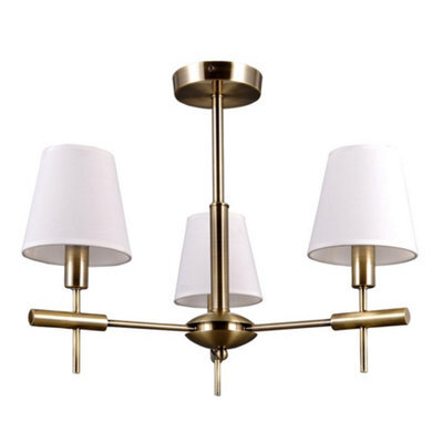 Luminosa Lighting Luminosa Stylized Chandeliers Golden 3 Light  With White, Fabric Shade, E14