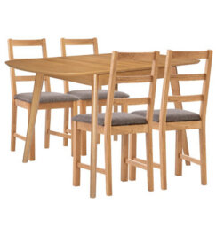 Hallowood Furniture Aston Butterfly Extending Table With 4 Ladder Back Oak Chairs In Steel Grey Seat Pad - thumbnail 8