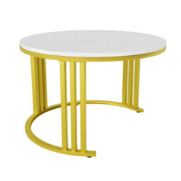 Matteo 2-In-1 Round Coffee Table Set - White Marble Effect & Black Gloss - thumbnail 7