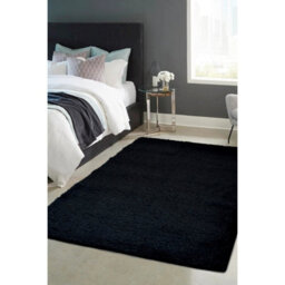 Melrose Super Soft Venus Shaggy Snuggly Plain Black X-Large Area Rug 200/290Cm - thumbnail 1