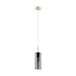 Stylish Satin Nickel Pendant Ceiling Light With Black Transparent Glass Shade