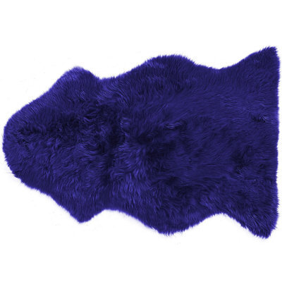 Beliani Sheepskin Rug Uluru Navy Blue 65 X 110 Cm - image 1