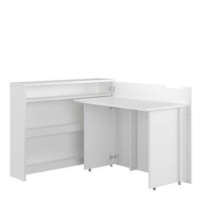 Arte Work Concept Convertible Hidden Desk In White Gloss Right - High-Gloss Foldaway Desk With Smart Storage - image 1