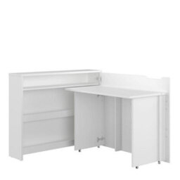 Arte Work Concept Convertible Hidden Desk In White Gloss Right - High-Gloss Foldaway Desk With Smart Storage