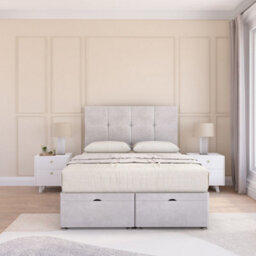 Sloomy Jasmine End Lift Ottoman Bed 6Ft With Sprung Memory Mattress - Silver Plush & Headboard- Super King - thumbnail 3