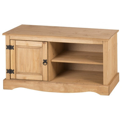 Mercers Furniture Corona 1 Door Media Unit 1 Shelf Tv Stand Cabinet Solid Wood Pine Wooden With Mexican Styling - image 1