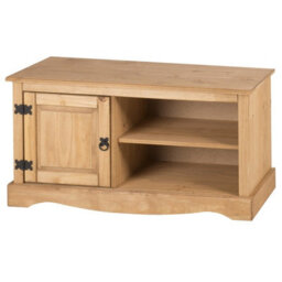 Mercers Furniture Corona 1 Door Media Unit 1 Shelf Tv Stand Cabinet Solid Wood Pine Wooden With Mexican Styling
