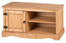 Mercers Furniture Corona 1 Door Media Unit 1 Shelf Tv Stand Cabinet Solid Wood Pine Wooden With Mexican Styling - thumbnail 2
