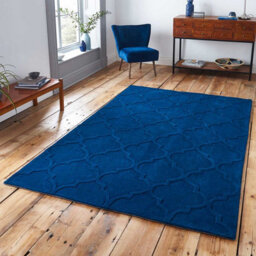 Navy Handmade Luxurious Modern Geometric Rug For Bedroom & Living Room-120Cm X 170Cm - thumbnail 1