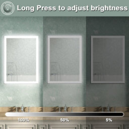 AVER-GROWTH Bathroom Mirror With Lights Demister Pad Anti-Fog Dimmable Touch/wall Switch Portrait/landscape Wall Mounted 500X700mm - thumbnail 3