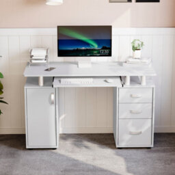 Lassic Vida Designs Otley White 3 Drawer Computer Desk With Shelves And Keyboard Tray - thumbnail 8