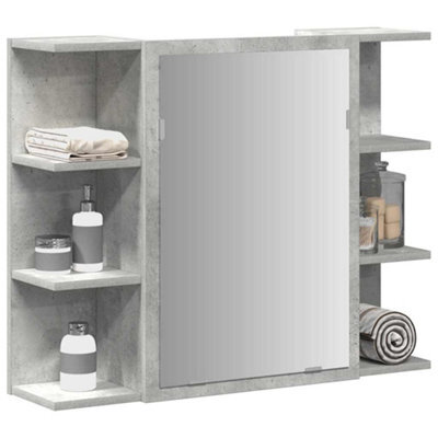 Walplus Bathroom Mirror Cabinet Concrete Grey 80X20.5X64 Cm Engineered Wood - image 1