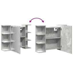 Walplus Bathroom Mirror Cabinet Concrete Grey 80X20.5X64 Cm Engineered Wood - thumbnail 8