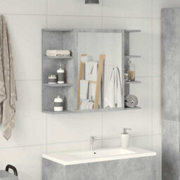 Walplus Bathroom Mirror Cabinet Concrete Grey 80X20.5X64 Cm Engineered Wood - thumbnail 3