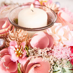 Dibor Set Of 2 Floral Pink Table Decoration Christmas Candle Holders - thumbnail 5