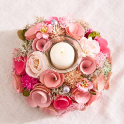 Dibor Set Of 2 Floral Pink Table Decoration Christmas Candle Holders - thumbnail 3