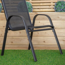 Samuel Alexander Set Of 4 Outdoor Garden Patio Textilene Furniture Chairs In Black - thumbnail 7