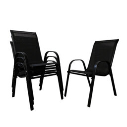 Samuel Alexander Set Of 4 Outdoor Garden Patio Textilene Furniture Chairs In Black - thumbnail 6