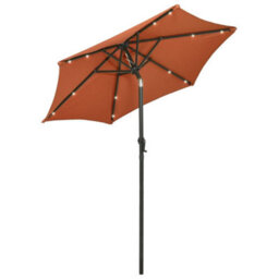 Berkfield Parasol With Led Lights Terracotta 200X211 Cm Aluminium - thumbnail 2