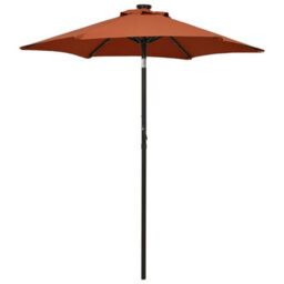 Berkfield Parasol With Led Lights Terracotta 200X211 Cm Aluminium - thumbnail 1