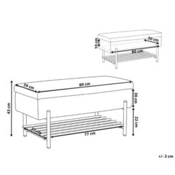 Wyld And Coco Golden Lift-Top Storage Bench With Water-Repellent Fabric And Metal Legs - W89 X D39 X H43Cm - thumbnail 4