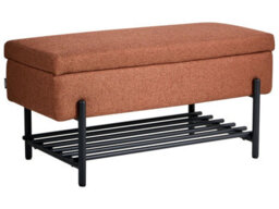Wyld And Coco Golden Lift-Top Storage Bench With Water-Repellent Fabric And Metal Legs - W89 X D39 X H43Cm - thumbnail 3