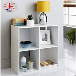 Spot On Dealz Wooden Storage Shelving Unit Bookcase Home Office Use Display Furniture Living Room Décor Easy To Build (4 Cube Shelf-White) - thumbnail 4