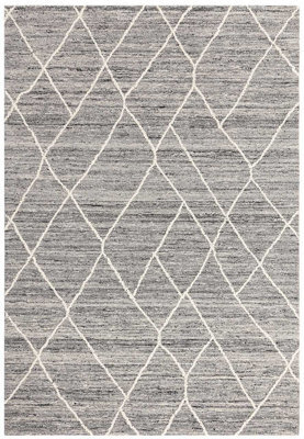 Charcoal Geometric Handmade Luxurious Modern Wool Rug For Bedroom & Living Room-160Cm X 230Cm