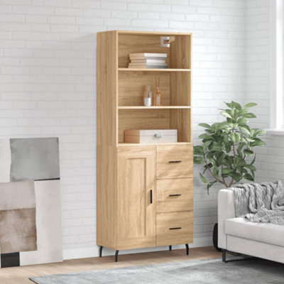 Berkfield Highboard Sonoma Oak 69.5X34X180 Cm Engineered Wood - image 1