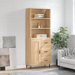 Berkfield Highboard Sonoma Oak 69.5X34X180 Cm Engineered Wood - thumbnail 1