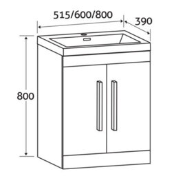 Plum&clay Novela Grey Wood Floor Standing Vanity Unit With Ceramic Basin (W)600mm - thumbnail 2
