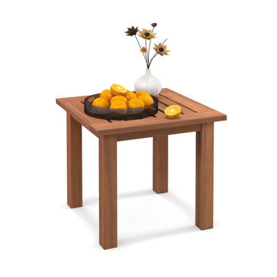 Costway Patio Hardwood Side Table Outdoor Square End Table Wooden Slatted Coffee Table - image 1