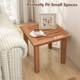 Costway Patio Hardwood Side Table Outdoor Square End Table Wooden Slatted Coffee Table - thumbnail 9