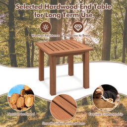 Costway Patio Hardwood Side Table Outdoor Square End Table Wooden Slatted Coffee Table - thumbnail 6