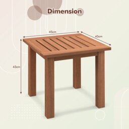 Costway Patio Hardwood Side Table Outdoor Square End Table Wooden Slatted Coffee Table - thumbnail 2