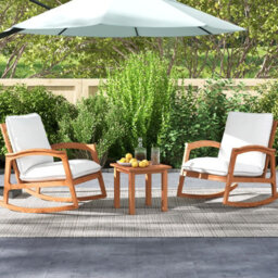 Costway Patio Hardwood Side Table Outdoor Square End Table Wooden Slatted Coffee Table - thumbnail 3