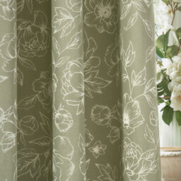 Wylder Nature Bella Floral Room Darkening Eyelet Curtain Pair Sage (W)117Cm X (D)137Cm - thumbnail 4