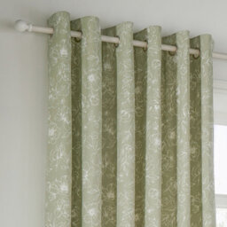 Wylder Nature Bella Floral Room Darkening Eyelet Curtain Pair Sage (W)117Cm X (D)137Cm - thumbnail 2
