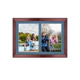 AK Frames 20X14 Rose Wood Classic Multi Photo Frame With Pompadour Mount - Holds 2 Apertures (2X) A4 Photos - thumbnail 1