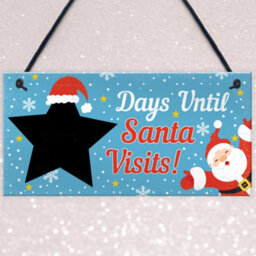 Red Ocean Chalkboard Christmas Santa Countdown Hanging Family Sign Advent Welcome Tree Wall Decoration - thumbnail 3