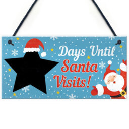Red Ocean Chalkboard Christmas Santa Countdown Hanging Family Sign Advent Welcome Tree Wall Decoration - thumbnail 1